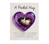 Cat Memorial Pocket Hug, Heart-Shaped Sleeping Cat Mini Keepsake for Cats Owners, Emotional Cats Support Token with Inspirational Cards, Gifts for Pet Kitten Lovers Women (Purple C 1pcs)