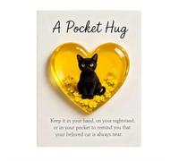 Cat Memorial Pocket Hug, Heart-Shaped Sleeping Cat Mini Keepsake for Cats Owners, Emotional Cats Support Token with Inspirational Cards, Gifts for Pet Kitten Lovers Women (Yellow E 1pcs)