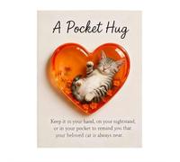 Cat Memorial Pocket Hug, Heart-Shaped Sleeping Cat Mini Keepsake for Cats Owners, Emotional Cats Support Token with Inspirational Cards, Gifts for Pet Kitten Lovers Women (Orange I 1pcs)