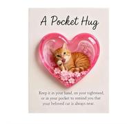Cat Memorial Pocket Hug, Heart-Shaped Sleeping Cat Mini Keepsake for Cats Owners, Emotional Cats Support Token with Inspirational Cards, Gifts for Pet Kitten Lovers Women (Pink G 1pcs)