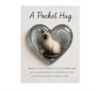 Cat Memorial Pocket Hug, Heart-Shaped Sleeping Cat Mini Keepsake for Cats Owners, Emotional Cats Support Token with Inspirational Cards, Gifts for Pet Kitten Lovers Women (Gray K 1pcs)