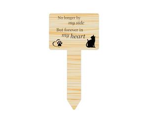 Cat Memorial Remembrance Plaque with Ground Stake - Perfect pet tribute with a choice of remembrance poems. Waterproof and hardwearing. Shipped Globally. (Forever Heart)