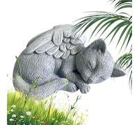 Cat Memorial Stones, Resin Weather-Resistant Garden Statue with Angel Design, Perfect for Pet Sympathy, Remembrance, Animal Lovers, Burial, Funeral, Lawn, Yard, Patio, or Outdoor Garden Decor