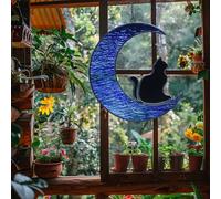 Cat Memorial Suncatcher for Windows Stained Glass, Black Cat Halloween Decor Suncatcher, Butterfly Suncatcher Funny Cat Themed Gift For Cat Lovers, Cat Memorial Gifts For Loss Cat