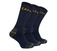 Cat Mens 3 Pack Real Work Socks with Cushioned Heel & Toe - Navy - Size UK 6-9