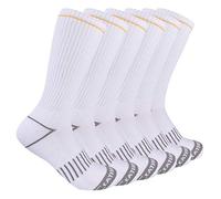 CAT Men's Half Cushioned Crew Socks Pack, White (6 Pack), Large (Pack of 6)