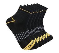 CAT Men's Half Cushioned Quarter Socks, Black (6 Pack), Large (Pack of 6)