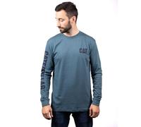 CAT Men's Trademark Banner Long Sleeve Tee Shirts with Center Back Neck Wire Management Loop Logo, Real Teal Heather, XXXXL