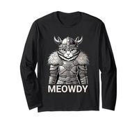 Cat Meowdy Nordic Viking for Moody Women Girl Cat Lover Long Sleeve T-Shirt