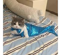 Cat Mermaid Costume | Small Cat & Dog Fancy Dress | 3-Piece Mermaid Skirt Cat Outfit with Bow Headdress | Funny Pet Clothes Dress Up Halloween Supplies for Dog and Cat