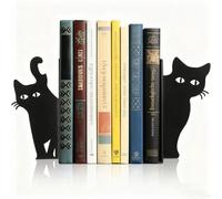 Cat Metal Bookends Set of 2 Cute Cat Design Book Ends for Home Office Desk Shelves Reading Room Decor for Cat Lovers and Book Enthusiasts Durable Metal Construction
