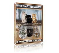 Cat Metal Retro Tin Sign What Matters Most is How You See Yourself Vintage Inspirational Sign for Home Coffee Wall Decor Cafe Decorative Motivational Wall Art 8x12 Inch (25138)