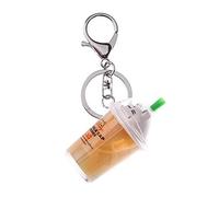 Cat Milk Tea Keychain, Simulation Bubble Milk Tea Key Chain, Transparent Liquid Keyring Car Key/Bag/Key Pendant, Milk Tea Cup(beige)