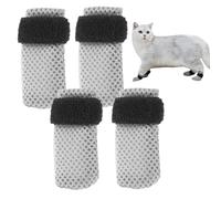 Cat Mittens to Prevent Scratching - Adjustable Mesh Cat Claw Protectors | Paw Covers 4x Anti Scratch Mittens for Family Pet Bathing and Nail Cutting