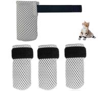 Cat Mittens to Prevent Scratching,Mesh Breathable Cat Shoes Booties,Adjustable Cats Anti Scratch Gloves,Suitable for Cats When Bathing and Nail Trimming（4 PCS ）