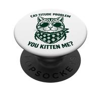 Cat Mom Crazy Mommy Cat Dad Feline Guy Attitude Design PopSockets Adhesive PopGrip