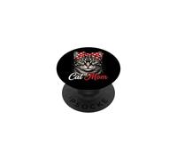 Cat Mom - Cute Funny Kitten Lover Kitty Retro Women Cat Mom PopSockets Adhesive PopGrip