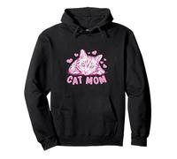 Cat Mom Feline Lover Pink Kitty Hearts Design Pullover Hoodie