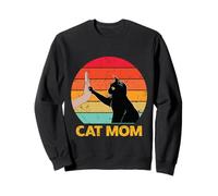 Cat Mom Funny Cat Lover Black Cat High Fiving Vintage Sweatshirt