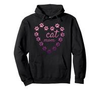 Cat Mom Heart Paw Prints Aesthetic Cute Pink Paws Pullover Hoodie