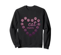 Cat Mom Heart Paw Prints Aesthetic Cute Pink Paws Sweatshirt