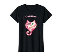 Cat Mom Heart Shaped Cat, Pink Marble Design, Cute Present f Value Graphic T-Shirt, Women, Black, L