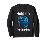 Cat mom Hold on Im Thinking Head Skull Cats Lover dad Men Long Sleeve T-Shirt