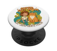 Cat, Mom, Kids Have Paws Retro Orange Tabby Ginger PopSockets Adhesive PopGrip