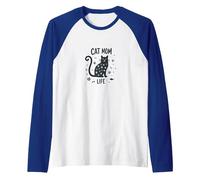 Cat Mom Life: Whimsical Feline Lover Raglan Baseball Tee, Men, Royal Blue/White, XXL