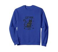 Cat Mom Life: Whimsical Feline Lover Sweatshirt, Adult Unisex, Royal Blue, S