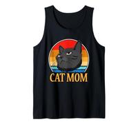 Cat Mom Minimal White Silhouette Pet Mother Kitty Lover Tank Top
