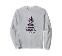 Cat Mom Mom Goals: Feline Lover's Aspiration Sweatshirt, Adult Unisex, Heather Grey, S