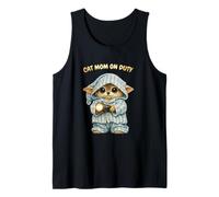 Cat Mom On Duty - Cute Kitten Pajama Tank Top