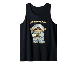 Cat Mom On Duty - Cute Kitten Pajama Tank Top