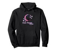 Cat Mom on the Crescent Moon and Stars Pullover Hoodie