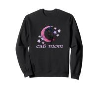 Cat Mom on the Crescent Moon and Stars Sweatshirt