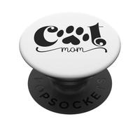 Cat Mom Paw Print Heart Cute Pet Lover Life PopSockets Adhesive PopGrip
