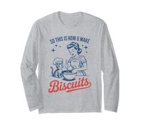 Cat Mom So This is How You Make Biscuits Cat Retro Vintage Long Sleeve T-Shirt