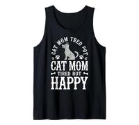 Cat Mom Tired but Happy Funny Mom Life Tank Top