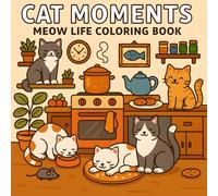 Cat Moments: Meow Life Coloring Book: A Cute and Fun 90-Page Coloring Adventure Featuring Whimsical Cats for Adults and Teens Funny Cats Bold and Easy Designs for Relaxation