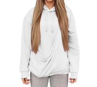 Cat Mom's Comfort Winter Hoodie with Pocket and Pouch (White, M)