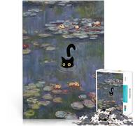Cat Monet Water LiliesJigsaw Puzzles 1000 Pieces for teenagers Game Toys is ideal as gifts for the whole family 38x26cm