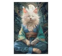 Cat Monk Meditate Mystic Vivid Jigsaw Puzzle for Adults, 1000 PCS