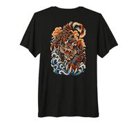 Cat Monster Kaiju Vintage Japanese Tattoo Style on the Back Premium T-Shirt