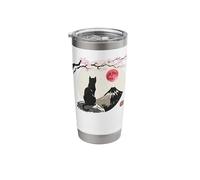 Cat Moon Cherry Blossom Stainless Steel Insulated Tumbler
