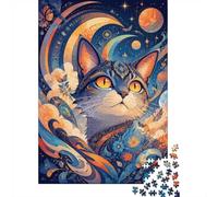 Cat Moon Flower Jigsaw Puzzle, 1000 Pcs Indoor Adult Game | 38x26cm Cardboard, Brain Workout, Tight Puzzle Fit, Adult Hobbyists, Stress Reduction