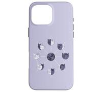 Cat Moon Phases in Aesthetic Lilac Light Purple Case for iPhone 16 Pro Max