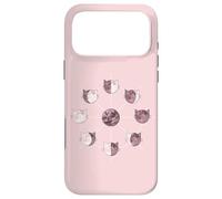Cat Moon Phases in Aesthetic Pink Case for iPhone 17 Pro Max