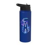 Cat Moon Tarot Card Crescent Moon and Mystical Cat Halloween Stainless Steel Insulated Water Bottle