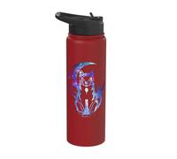 Cat Moon Tarot Card Crescent Moon and Mystical Cat Halloween Stainless Steel Insulated Water Bottle